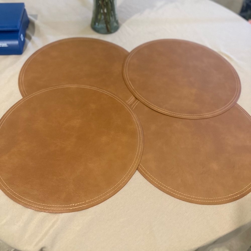 Set of Four brown Faux Leather Placemats